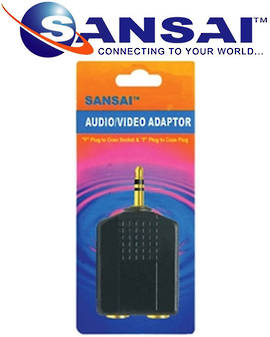 SANSAI 3.5mm Plug to 2 x 6.3mm Socket Stereo Adaptor